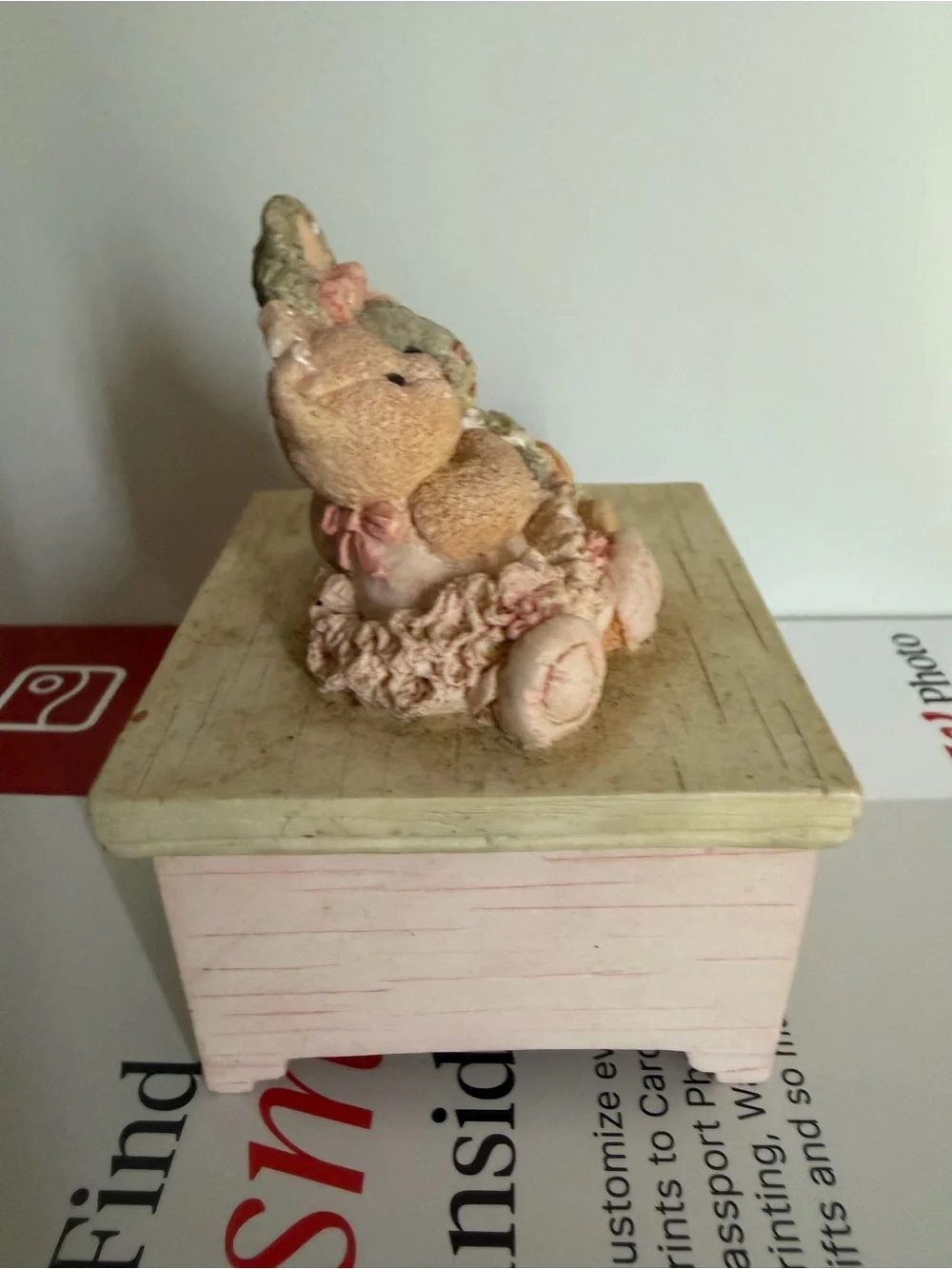 Vintage 1996 trinket Bunny and‎ Bear Jewelry Box Decorative Keepsake balletcore
